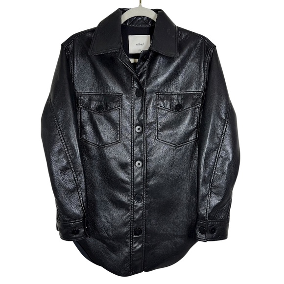 Wilfred (Aritzia) | The Ganna Shirt Jacket | 2XS | Black | Vegan Leather Shacket - Picture 1 of 16